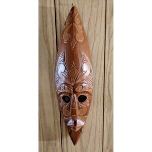 Hand Carved Wooden Decorative African Tribal Mask Love Turtle 18.5" x 5.5"